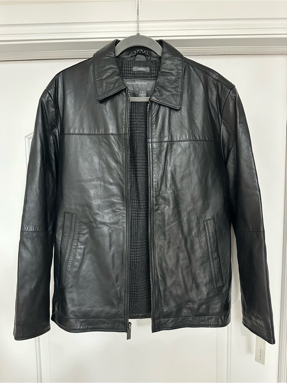 Perry Ellis Black Leather Lambskin Jacket